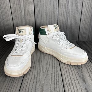 Reebok Tech T Geo Women Size 7 US Green White Basketball High Top Sneakers